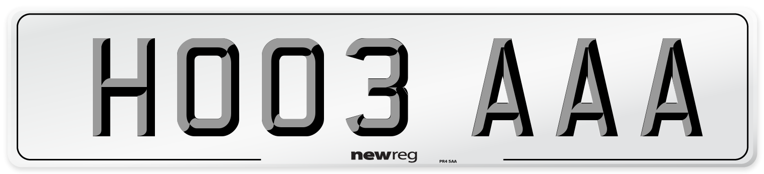 HO03 AAA Number Plate from New Reg